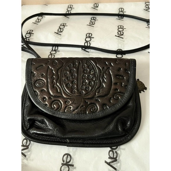 TURTLE RIDGE Small Purse Leather Hand Tooled Crossbody/Shoulder Bag Brown - Picture 3 of 8